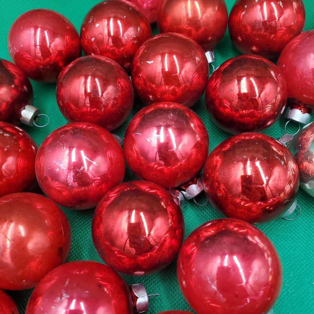 Lot of 59 Vintage Shiny Metallic Christmas Ornaments All Size/Color Made In USA - Picture 2 of 15